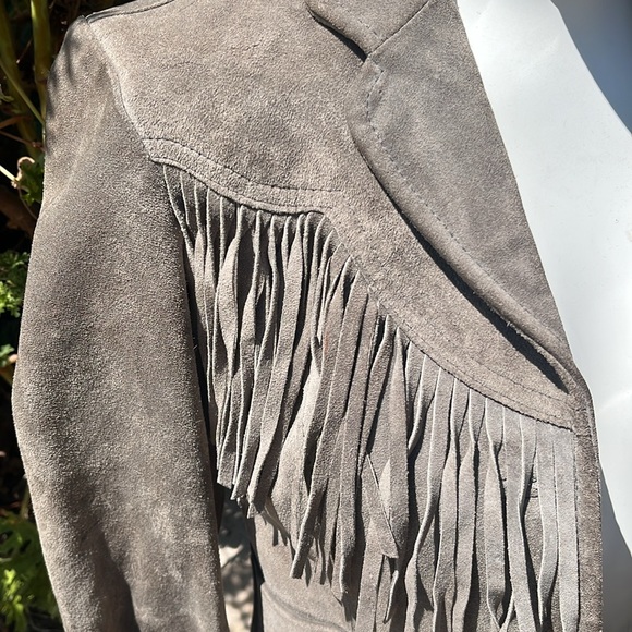 PIONEER Taupe Suede Fringe Blazer - Picture 3 of 12